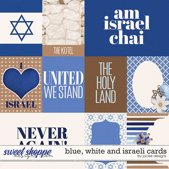 Blue White and Israeli Cards by JoCee Designs