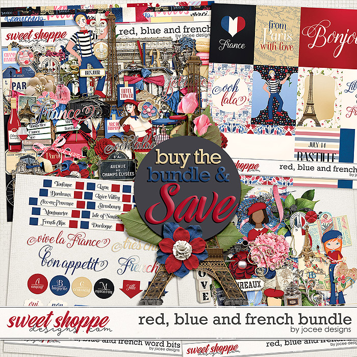 Red Blue and French Bundle by JoCee Designs