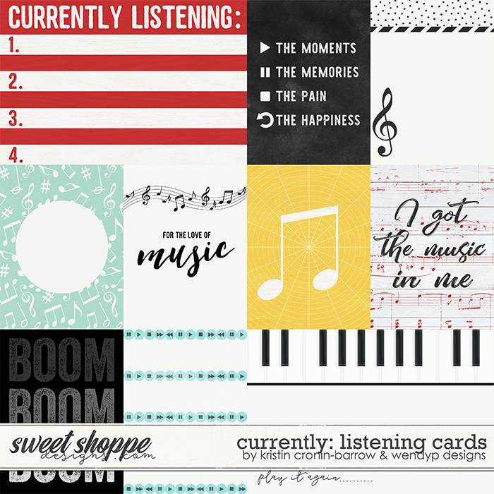 Currently: listening - Cards by Kristin Cronin-Barrow and WendyP Designs