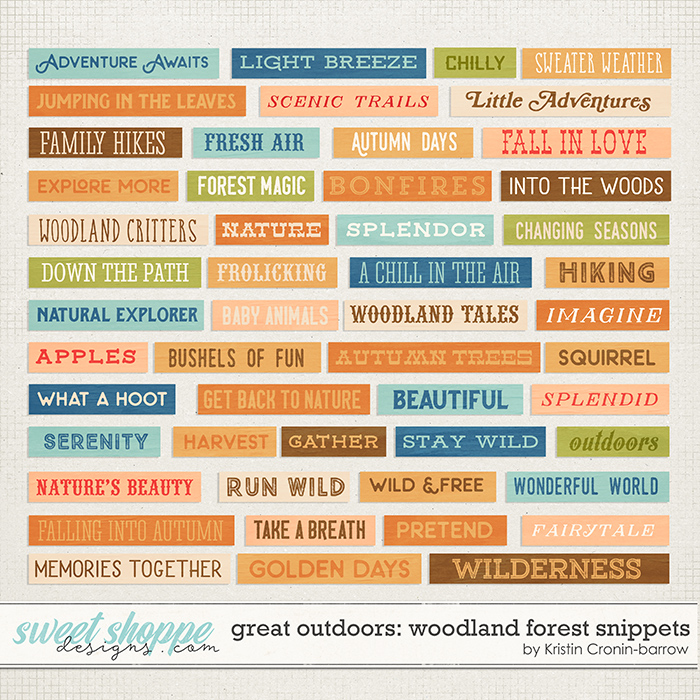 Great Outdoors: Woodland Forest snippets by Kristin Cronin-Barrow Great Outdoors: Woodland Forest snippets by Kristin Cronin-Barrow