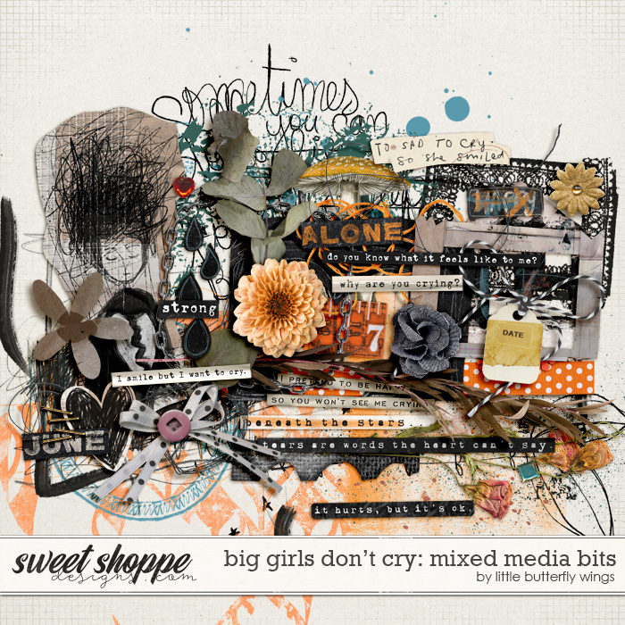 Big girls don't cry: mixed media bits by Little Butterfly Wings