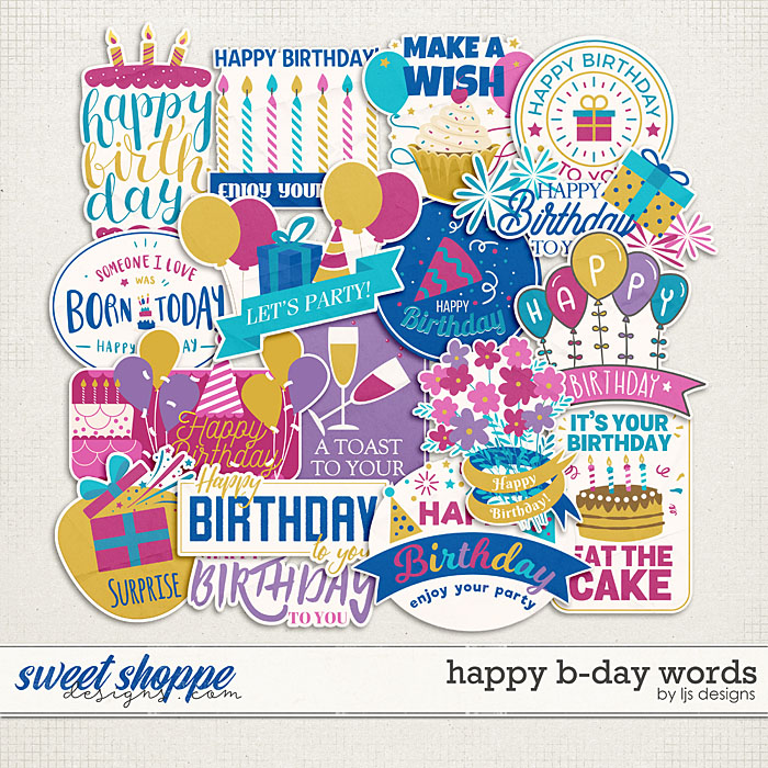 Happy B-day Words by LJS Designs