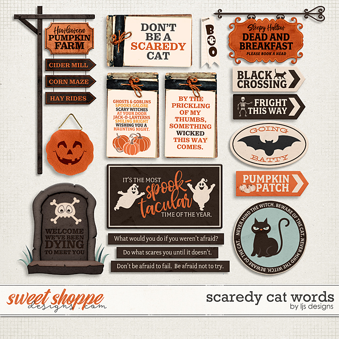Scaredy Cat Words by LJS Designs