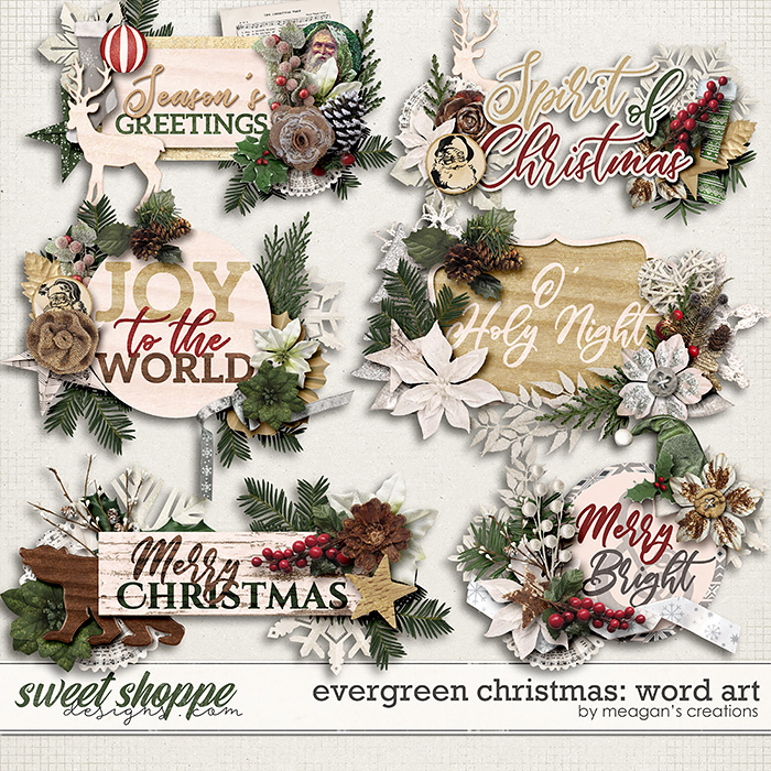 Evergreen Christmas: Word Art by Meagan's Creations