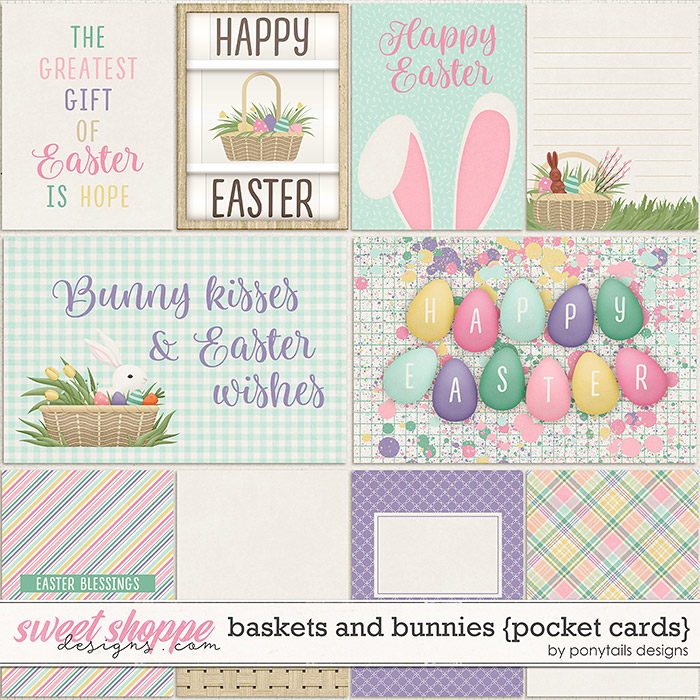 Baskets and Bunnies Pocket Cards by Ponytails