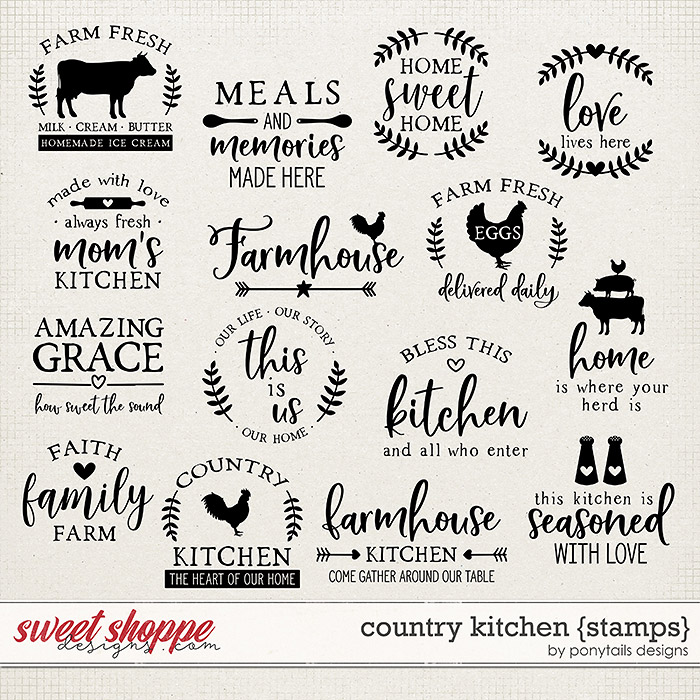 Country Kitchen Stamps by Ponytails