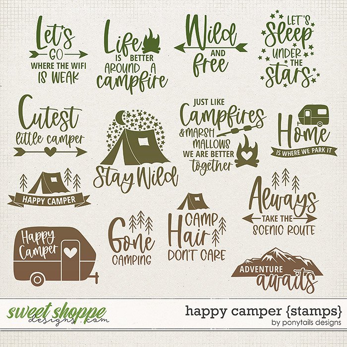 Happy Camper Stamps by Ponytails