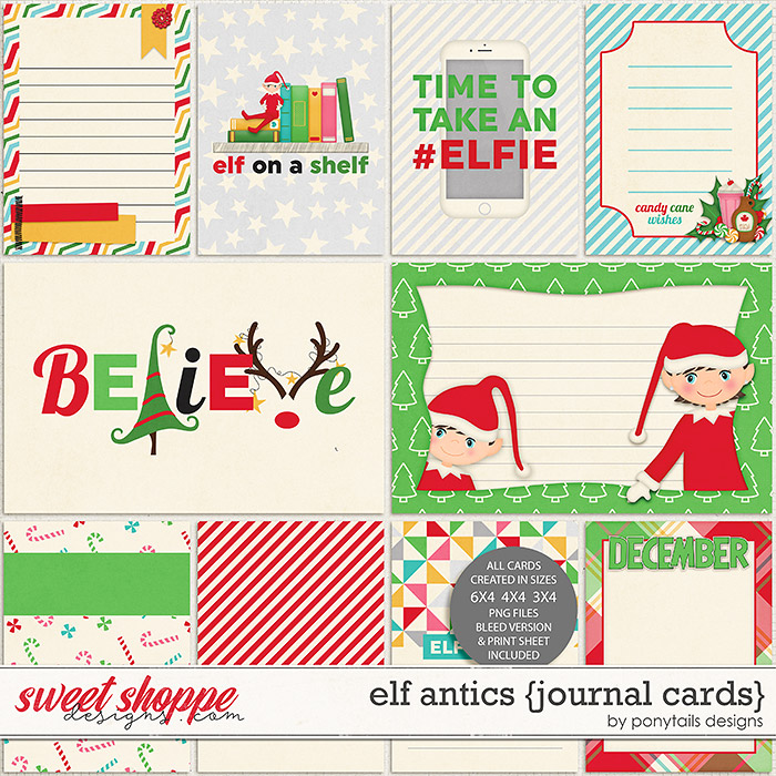 Elf Antics Journal Cards by Ponytails