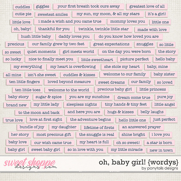 Oh Baby Girl! Wordys by Ponytails