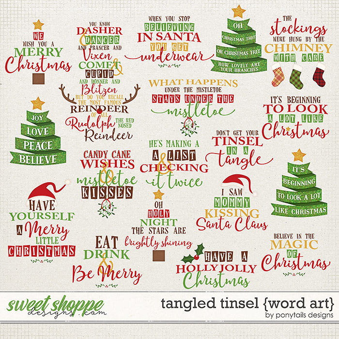 Tangled Tinsel Word Art by Ponytails