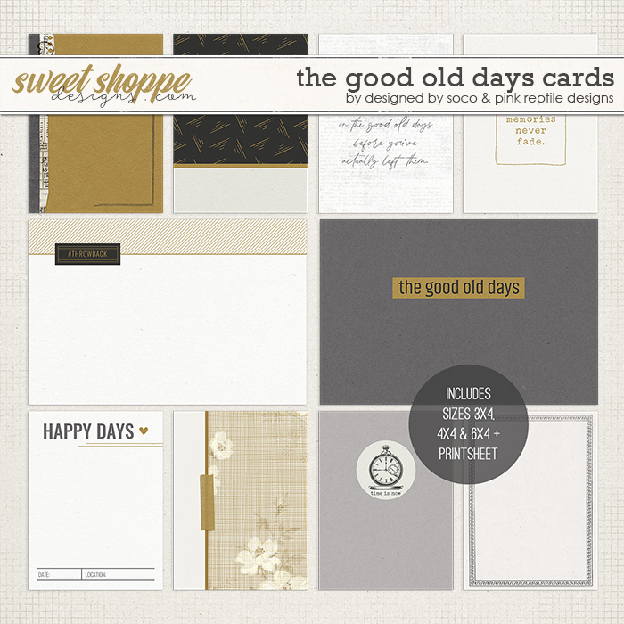 The Good Old Days Pocket Cards by Pink Reptile Designs and Designed by Soco