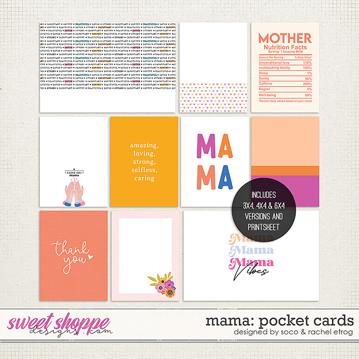 Mama: Pocket Cards | Designed by Soco and Rachel Etrog Designs