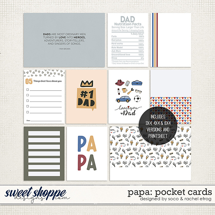 Papa: Pocket Cards | Designed by Soco and Rachel Etrog Designs
