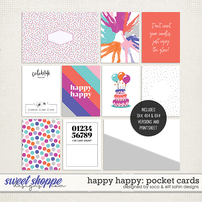 Happy Happy: Pocket Cards | Designed by Soco and Elif Sahin Designs