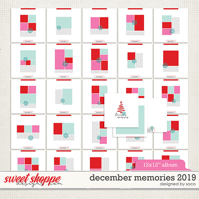 December Memories 2019: 12x12 Template Album | Designed by Soco