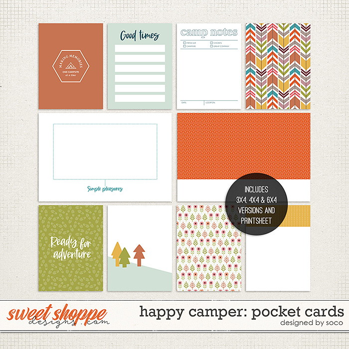 Happy Camper: Pocket Cards | Designed by Soco