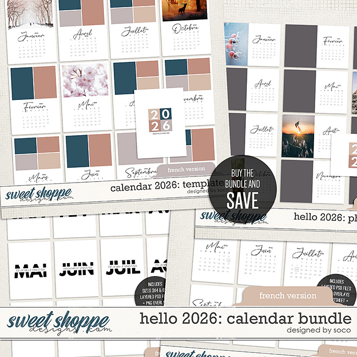 Hello 2026: Calendar Bundle (French) | Designed by Soco