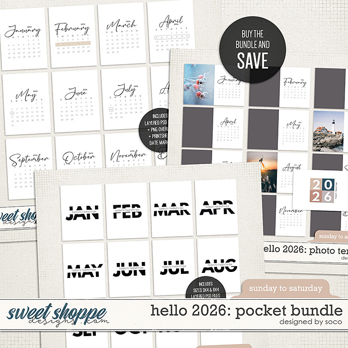 Hello 2026: Pocket Bundle (Sunday-Saturday) | Designed by Soco