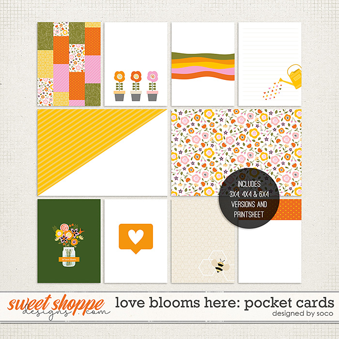 Love Blooms Here: Pocket Cards | Designed by Soco