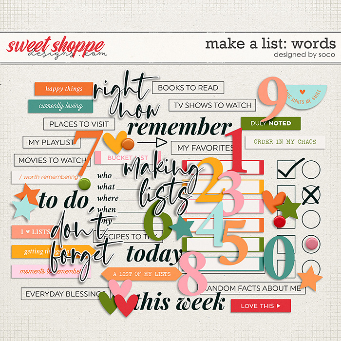 Make A List: Words | Designed by Soco