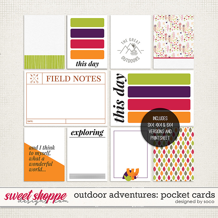 Outdoor Adventures: Pocket Cards | Designed by Soco