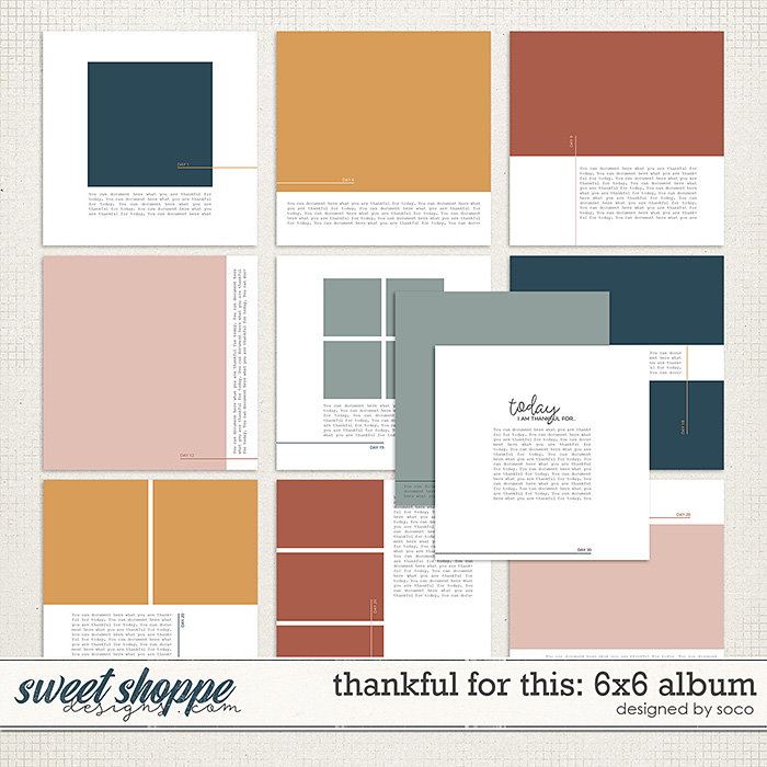 Thankful For This: 6x6 Template Album | Designed by Soco