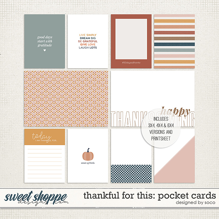 Thankful For This: Pocket Cards | Designed by Soco