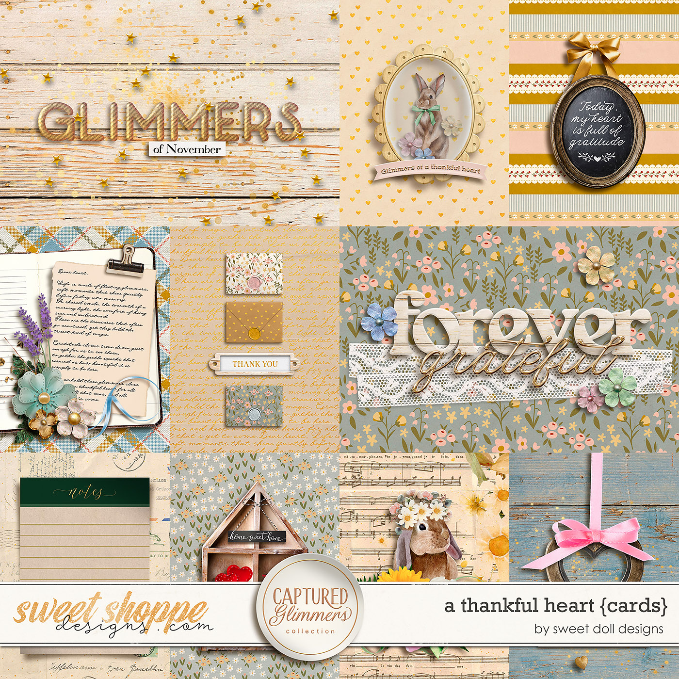 Captured Glimmers: A Thankful Heart {cards} by Sweet Doll designs