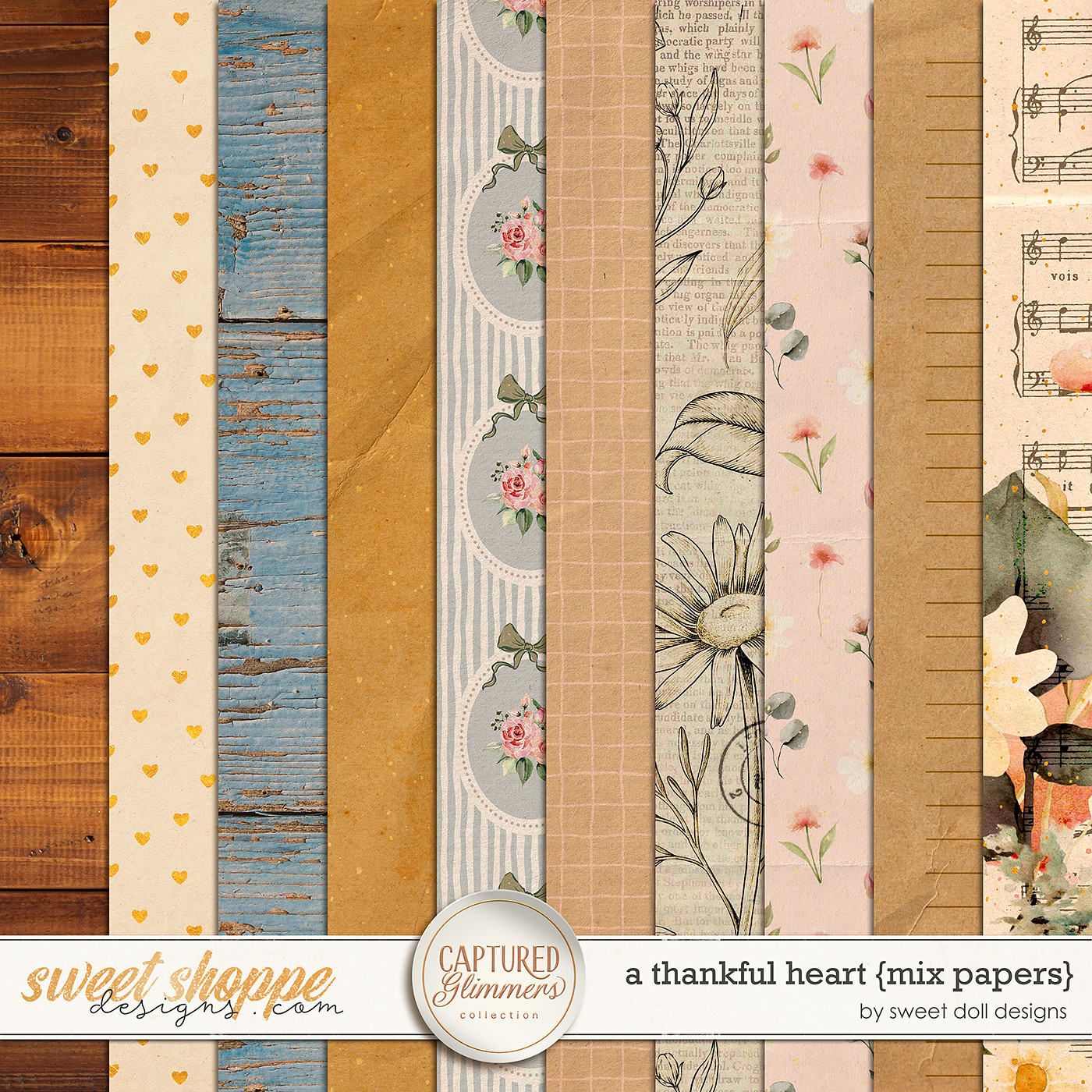 Captured Glimmers: A Thankful Heart {mix papers} by Sweet Doll designs