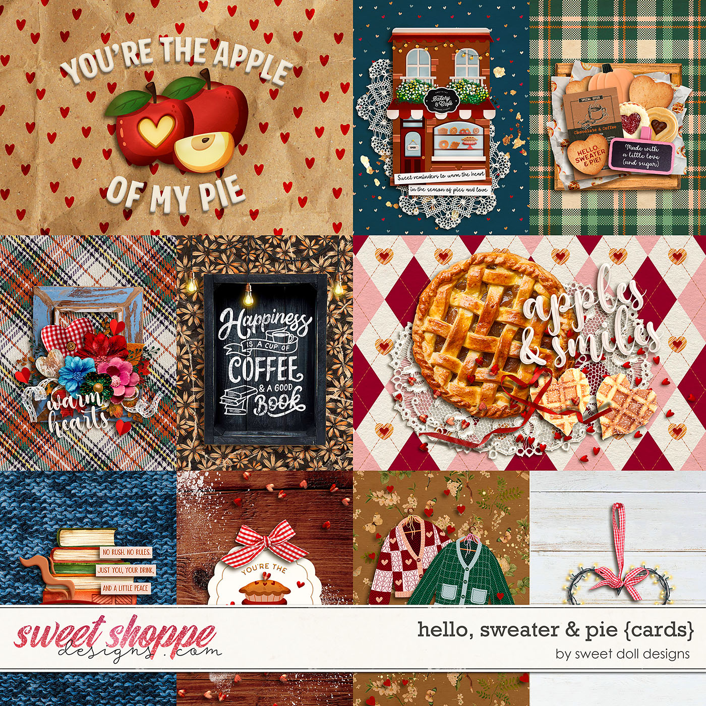 Hello, Sweater & Pie {cards} by Sweet Doll designs