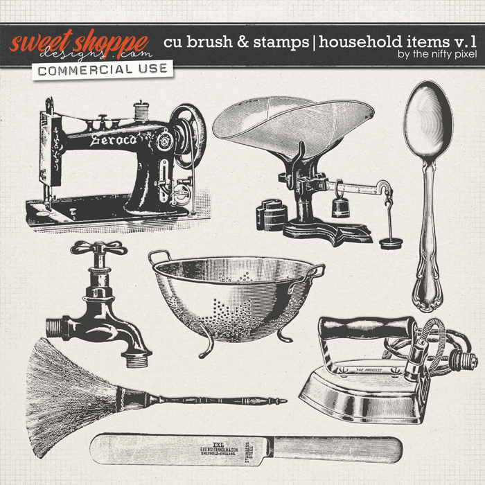CU BRUSH & STAMPS | HOUSEHOLD ITEMS V.1 by The Nifty Pixel