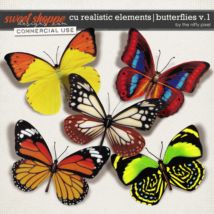 CU REALISTIC ELEMENTS | BUTTERFLIES V.1 by The Nifty Pixel