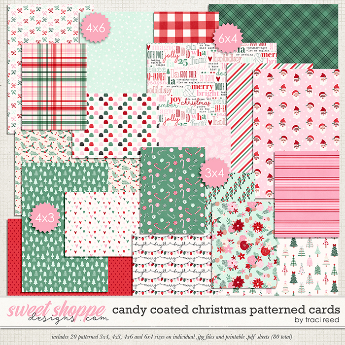 Candy Coated Christmas Patterned Cards by Traci Reed