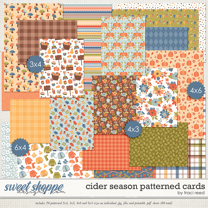 Cider Season Patterned Cards by Traci Reed