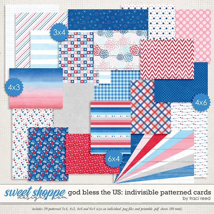 God Bless The US: Indivisible Patterned Cards by Traci Reed