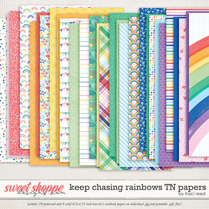 Keep Chasing Rainbows Traveler's Notebook Papers by Traci Reed