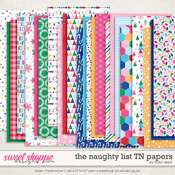 The Naughty List Traveler's Notebook Papers by Traci Reed