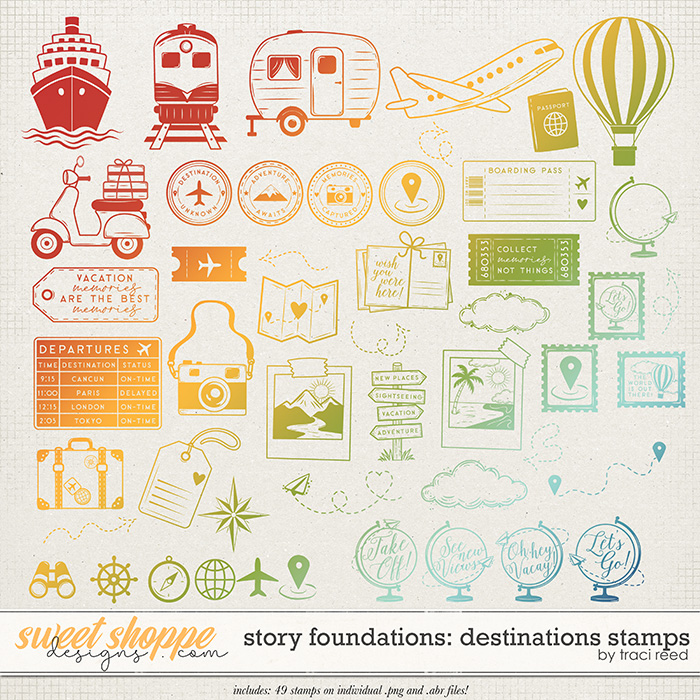 Story Foundations: Destinations Stamps by Traci Reed