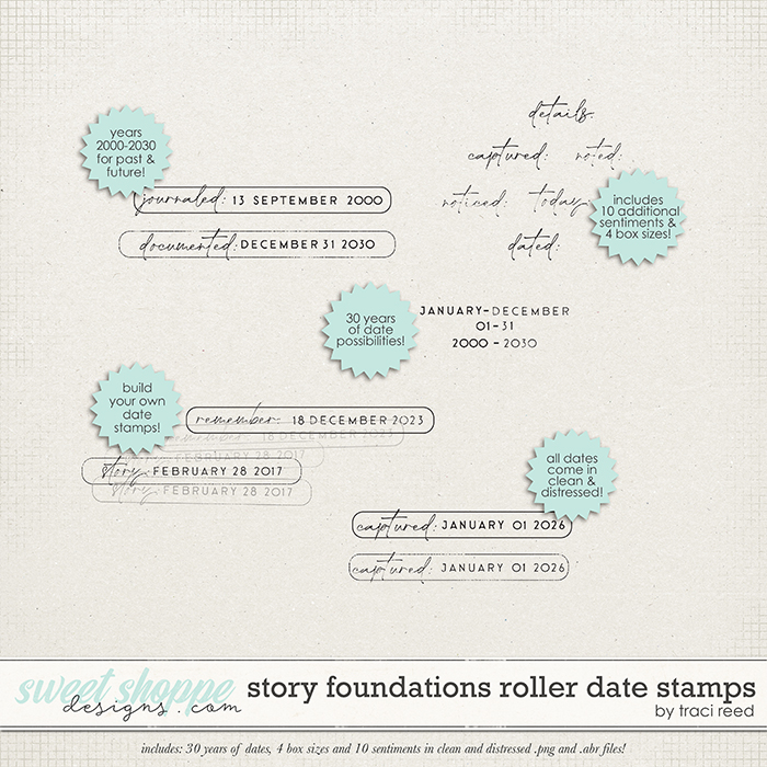 Story Foundations Roller Date Stamps by Traci Reed