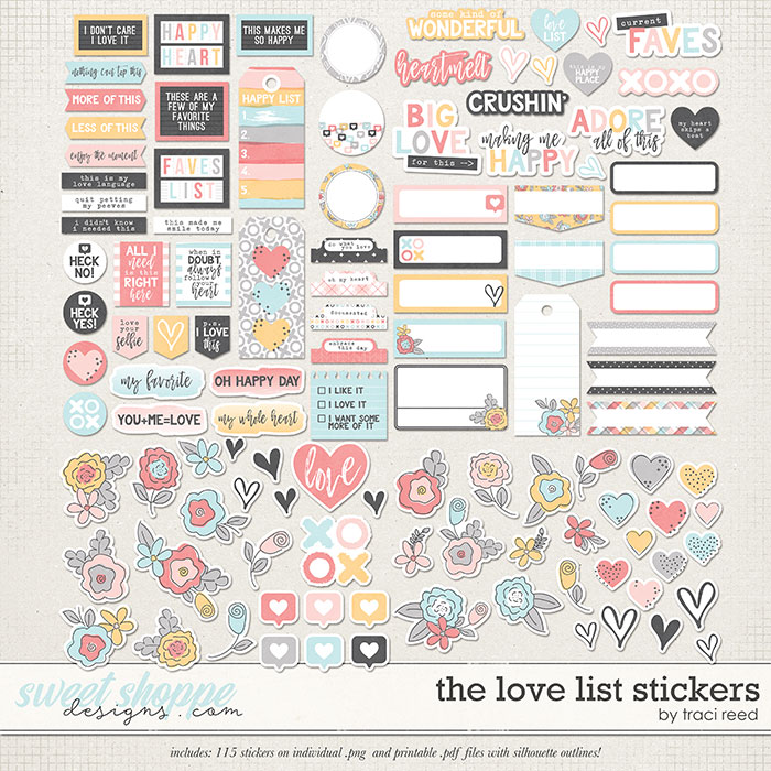 The Love List Stickers by Traci Reed The Love List Stickers by Traci Reed
