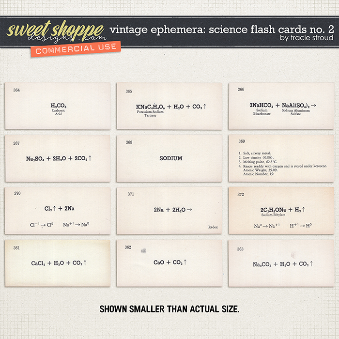 CU Vintage Ephemera: Science Flash Cards no. 2 by Tracie Stroud