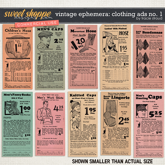 CU Vintage Ephemera Clothing Ads 1 by Tracie Stroud
