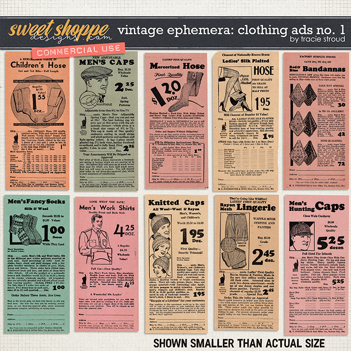 CU Vintage Ephemera Clothing Ads 1 by Tracie Stroud CU Vintage Ephemera Clothing Ads 1 by Tracie Stroud