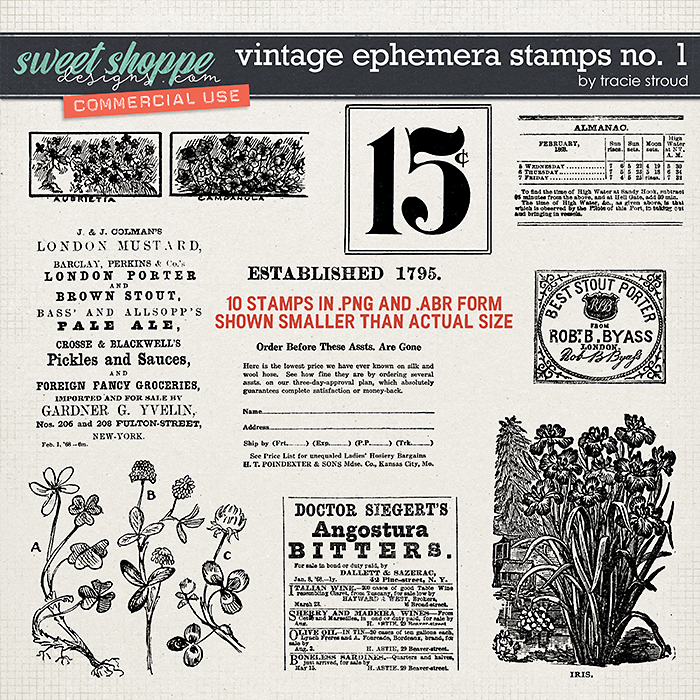 CU Vintage Ephemera Stamps no. 1 by Tracie Stroud CU Vintage Ephemera Stamps no. 1 by Tracie Stroud
