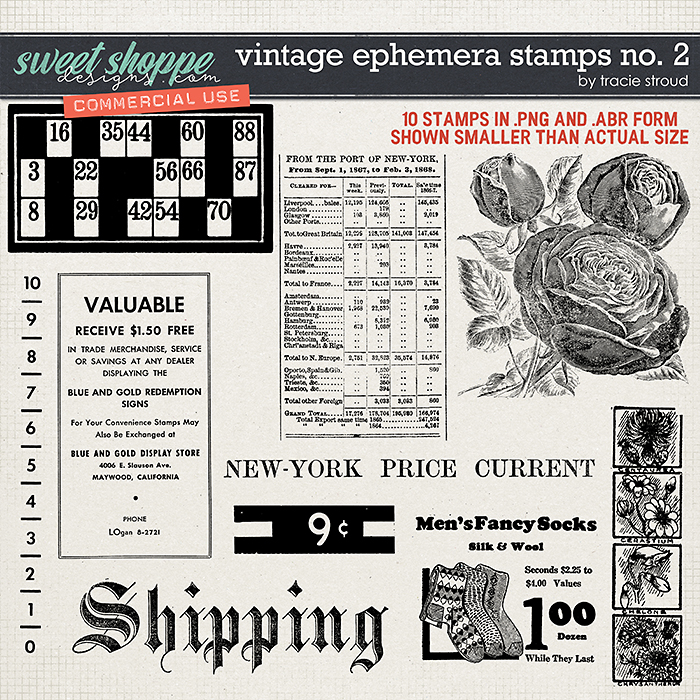 CU Vintage Ephemera Stamps no. 2 by Tracie Stroud CU Vintage Ephemera Stamps no. 2 by Tracie Stroud