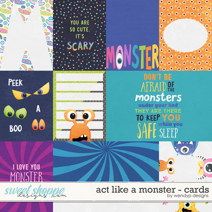 Act like a monster - cards by WendyP Designs Act like a monster - cards by WendyP Designs