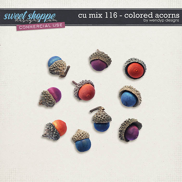 CU Mix 116 - Colored acorns by WendyP Designs