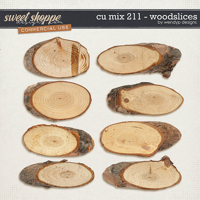 CU Mix 211 - wood slices by WendyP Designs