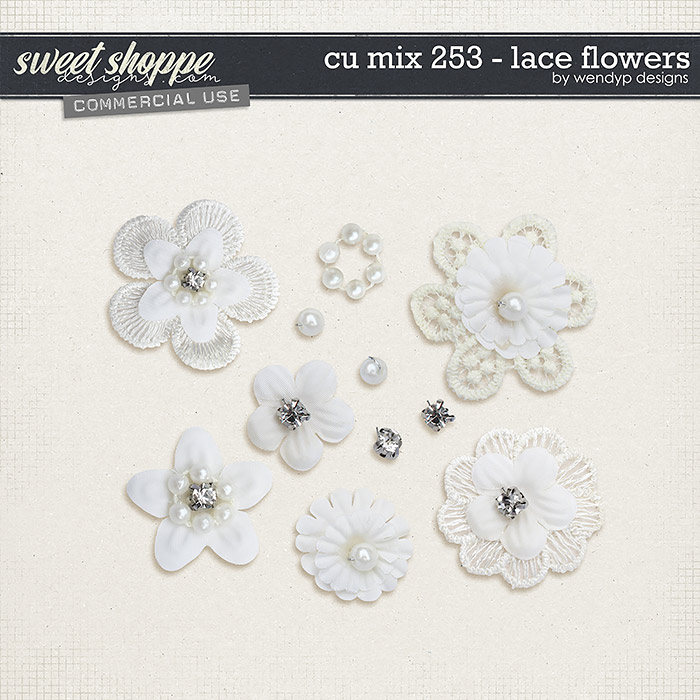 CU Mix 253 - Lace flowers by WendyP Designs