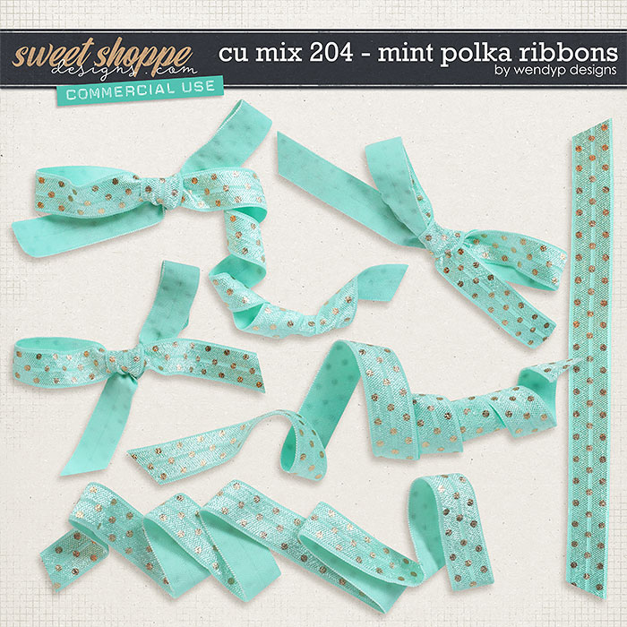 CU Mix 304 - Mint Polka ribbons by WendyP Designs